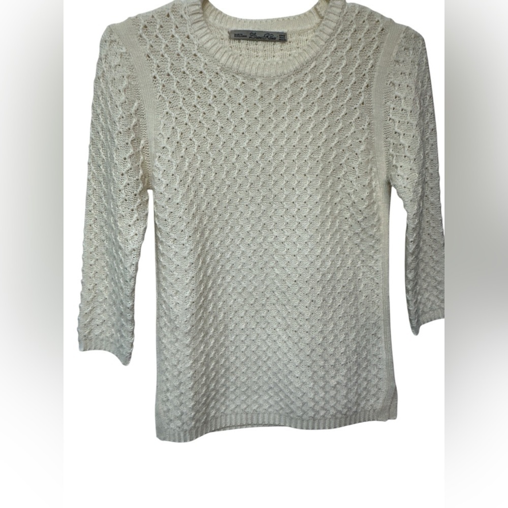 Zara Cream Cable Knit 3/4 Sleeve Sweater NWOT